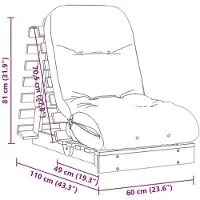 vidaXL Futon Canapé-lit avec matelas Marron 60x206x11 Pin massif