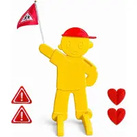 Relaxdays , panneau d'avertissement pour enfants, avec drapeau, dispositif de sécurité pour rue, dimensions : 84x52x46 cm, panneau réfléchissant, jaune