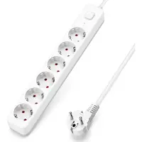 Aigostar Multiprise 6 prises avec interrupteur, multiprise avec protection enfant, distributeur de prises avec câble de 5 mètres – 6 prises, 0 port USB, câble de 5 mètres