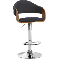 CLP Chaise de bar Nilse - revêtement en tissu, structure chromée - noyer/noir