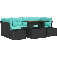 vidaXL Ensemble de jardin pour repas, 7 pièces, 6 places, noir et vert émeraude