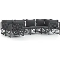 vidaXL ensemble de salon de jardin 6 pièces avec coussins Anthracite Acier