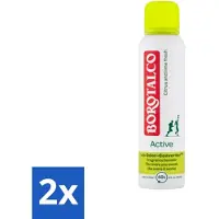 Borotalco – Déodorant spray – Actif – Fraîcheur agrumes & citron vert – 0 % d'alcool – 150 ml - Pack économique - 2 pièces