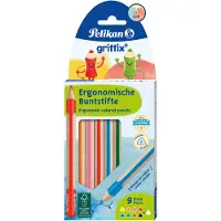 Pelikan Crayons de couleur triangulaires griffix, étui carton de 9 pièces (9x)
