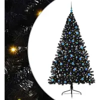 vidaXL Sapin de Noël artificiel pré-éclairé noir 240 cm PVC