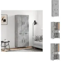 vidaXL Highboard gris béton 69,5x34x180 cm Bois composite