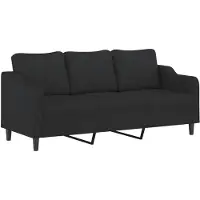 vidaXL Canapé à 3 places Noir 180 cm Tissu
