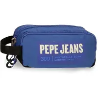 Pepe Jeans Étui à stylos Darren, triple, bleu, 22 x 10 x 9 cm, polyester, bleu