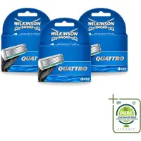 Wilkinson 3 lames de rechange Quattro avec coupe-bordures de précision - Grand format - 3 pièces