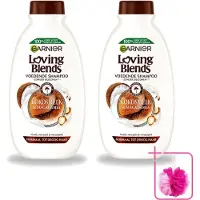 Garnier 2 bouteilles de shampooing Loving Blends, lait de coco et macadamia, pour cheveux normaux à secs, 300 ml - Pack économique - 2 pièces
