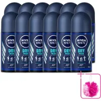 Nivea 12 déodorants roll-on MEN Dry Fresh, 50 ml - Lot de 12
