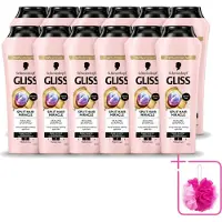 GLISS 12 flacons de shampooing réparateur pour cheveux abîmés Kur - 400 ml - Lot économique - 12 pièces