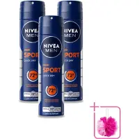 Nivea 3 x Déodorant anti-transpirant MEN Sport, spray, 150 ml - Pack économique - 3 pièces