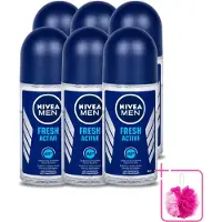 Nivea 6 déodorants roll-on MEN Fresh Active, 50 ml - Lot de 6