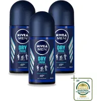 Nivea 3 x Déodorant roll-on MEN Dry Fresh, 50 ml - Pack de 3