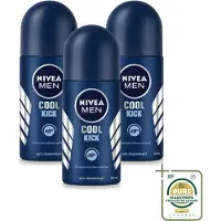 Nivea 3 déodorants roll-on MEN Cool Kick - 50 ml - Lot de 3