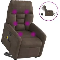vidaXL Fauteuil de massage Releveur électrique Marron Tissu microfibre
