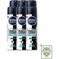 Nivea 6 sprays déodorants MEN Black & White Invisible Fresh, 150 ml - Pack de 6