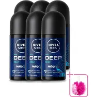 Nivea 6 déodorants roll-on MEN Deep Beat - 50 ml - Lot de 6