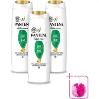 Pantene 3 bouteilles de shampooing Lisse et Soin pour cheveux crépus - 225 ml - Pack économique - 3 pièces