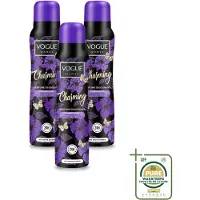 Vogue 3 x Déodorant parfum "Women Charming" - Parfum japonais de cerisier, framboise et jasmin - 150 ml - Pack économique - 3 pièces