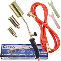 GEKO Brûleur à gaz pour chauffage et bronzage, avec tuyau de 1,5 m, avec 3 buses de 25, 35 et 50 mm,