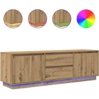 vidaXL Meuble TV avec éclairages LED chêne artisanal 160,5x41x50 cm