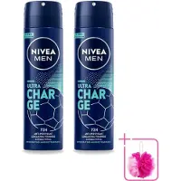 Nivea 2 x Déodorant spray MEN Ultra Charge - 150 ml - Pack économique - 2 pièces