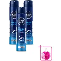 Nivea 3 sprays déodorants MEN Fresh Active - 200 ml - Pack économique - 3 pièces