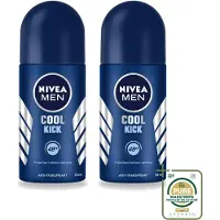 Nivea 2 déodorants roll-on MEN Cool Kick - 50 ml - Lot de 2