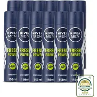 Nivea 12 sprays déodorants MEN Fresh Power - 150 ml - Pack économique - 12 pièces