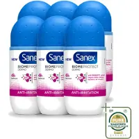 Sanex 6 x Déodorant roll-on BiomeProtect Dermo Anti-Irritations, 50 ml - Pack économique - 6 pièces