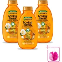 Garnier 3 bouteilles de shampooing Loving Blends, à l'huile d'argan et au camélia, pour cheveux secs et ternes, 300 ml. Pack économique. Contient 3 pièces