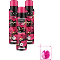 Vogue 3 déodorants parfumés Elegance pour femmes - 150 ml - Lot économique - 3 pièces