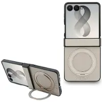 GUESS - Support annulaire « Grained Classic Logo » MagSafe (GUHMZF86PSGRSCLE) - Samsung Galaxy Z Flip 8 - (Samsung Galaxy Z Flip 8), Coque pour téléphone portable, Beige