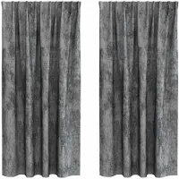 vidaXL Rideaux en velours avec tringles 2 pièces Gris 175 x 140 cm Velours