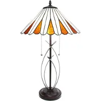 Clayre & Eef Lampe de table Tiffany Ø 41x69 cm Beige Marron Verre