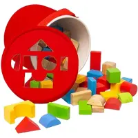 Bigjigs Wooden Coloured Building Blocks, 80dlg.