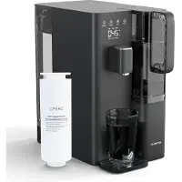 Klarstein filtre à eau VitalPour - osmose inverse 5 étapes, distributeur d'eau chaude instantanée, 5 températures, réservoir 5 L & carafe 1,5 L, installation facile, écran tactile, sécurité enfants