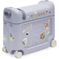 JETKIDS Stokke BedBox, Arctic Blue - Valise à roulettes pour enfants de 2 à 7 ans (jusqu'à 35 kg) - Peut se transformer en lit - Avec matelas, autocollants décoratifs et sangle de transport réglable