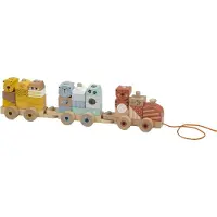 Eurekakids Train En Bois à Traîner Avec Des Blocs De Construction Sauvages