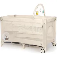 Asalvo Complete Duo Owl Travel Cot Beige Enfants