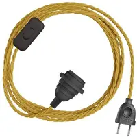 Creative Cables Abat-jour Snakebis Twisted E14-ensemble De Câbles Avec Support De Lampe. Câble Tressé En Tissu Et Prise à 2 Broches 3 M