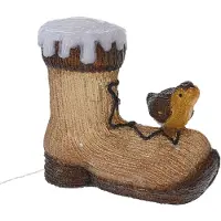 Wellhome Décoration De Noël Avec Oiseaux Et 30 Lumières Led 31x13x28 Cm