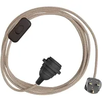 Creative Cables Snakebis Zig-zag Shade Ready E14 Lamp Holder With Cord Beige 1.8 m / UK Plug 220V