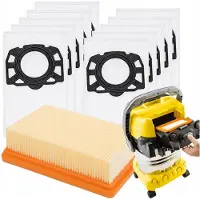 WORWO Lot de 10 sacs de rechange pour aspirateur Kärcher modèles WD4, WD5 et WD6