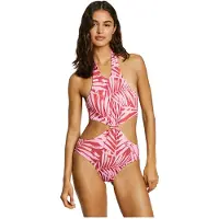 Pepe Jeans pour femme. PLB10550 Maillot de bain rouge à n?uds en forme de feuilles (S), Beachwear, Polyester