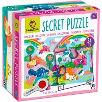 Ludattica Puzzle Licornes Secrètes, + 3 ans, 24 pièces,