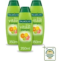 Palmolive 3 bouteilles de shampooing Fris Vitaal, parfum agrumes, 350 ml, lot de 3
