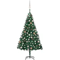 vidaXL Arbre de Noël artificiel pré-éclairé et boules vert 180 cm PVC